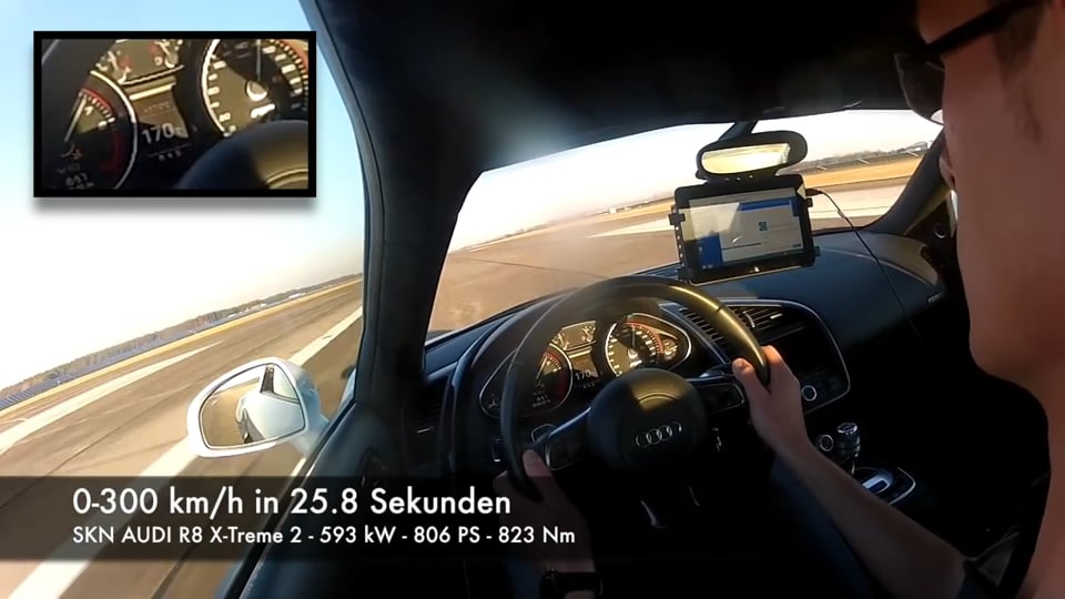 ONBOARD 0 300 km/h - SKN Audi R8 X-Treme² Stage 2 806 HP 823 Nm