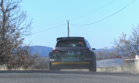 Nikolai Gryazin WRC2 2023 Rallye Monte Carlo Skoda Fabia Samstag Führender.png