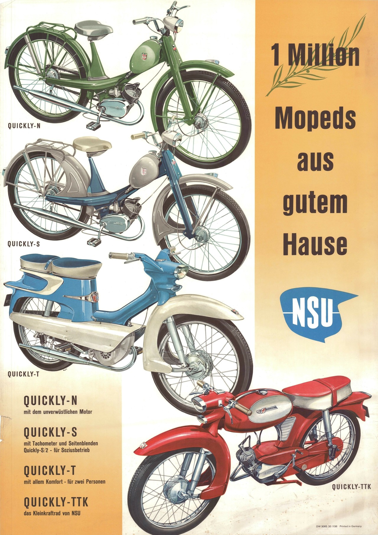 Moped-Werbung in den 50ern: "nicht mehr laufen, NSU Quickly kaufen".