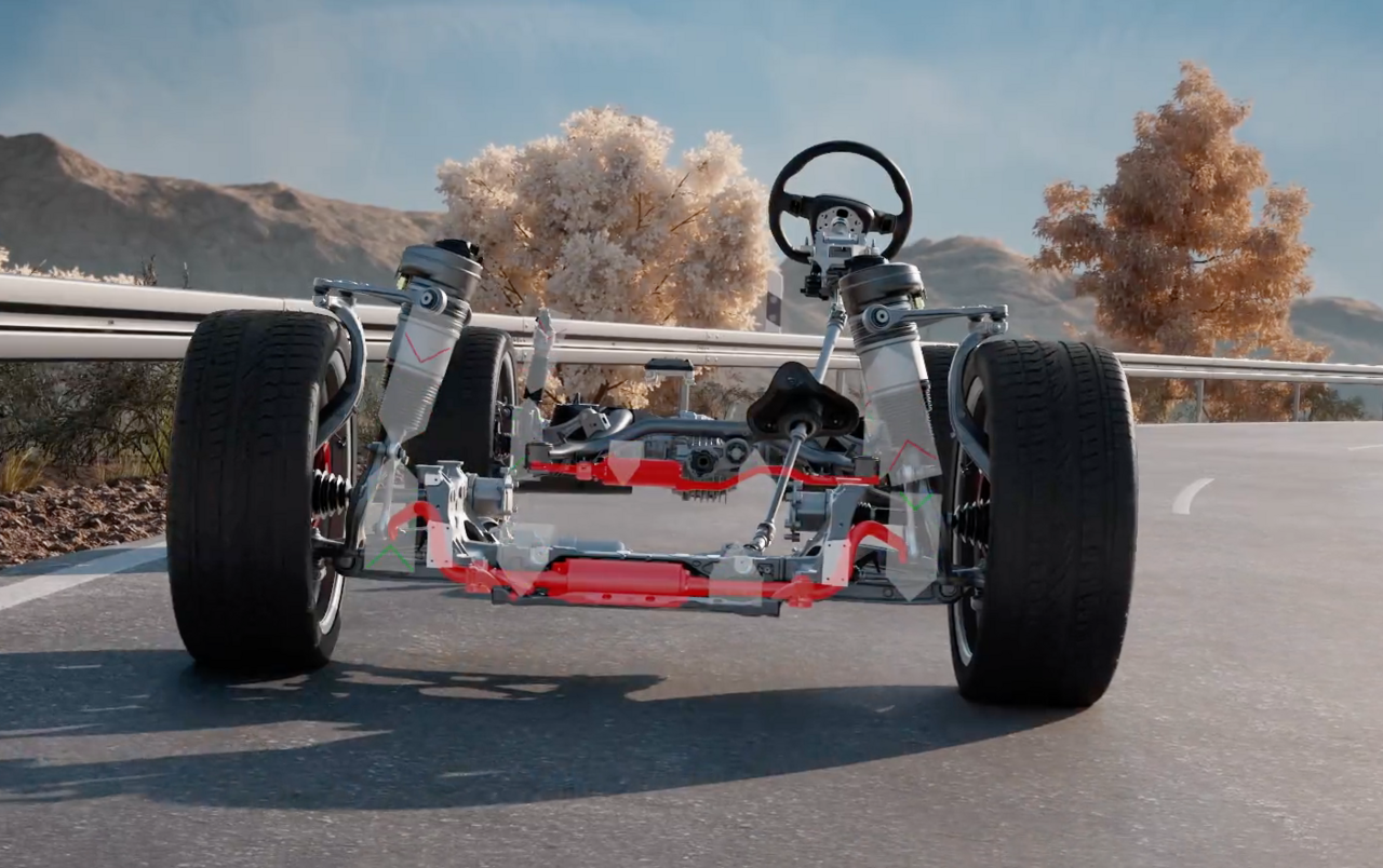 Animation zum Audi SQ8 Adaptive air suspension plus, eAWS, Sportdifferenzial und Allradlenkung