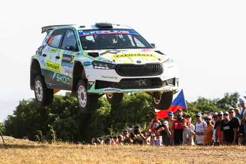 Emil Lindholm Skoda Fabia RS Führender Samstag WRC2 Rallye Sardegna 2025.jpg