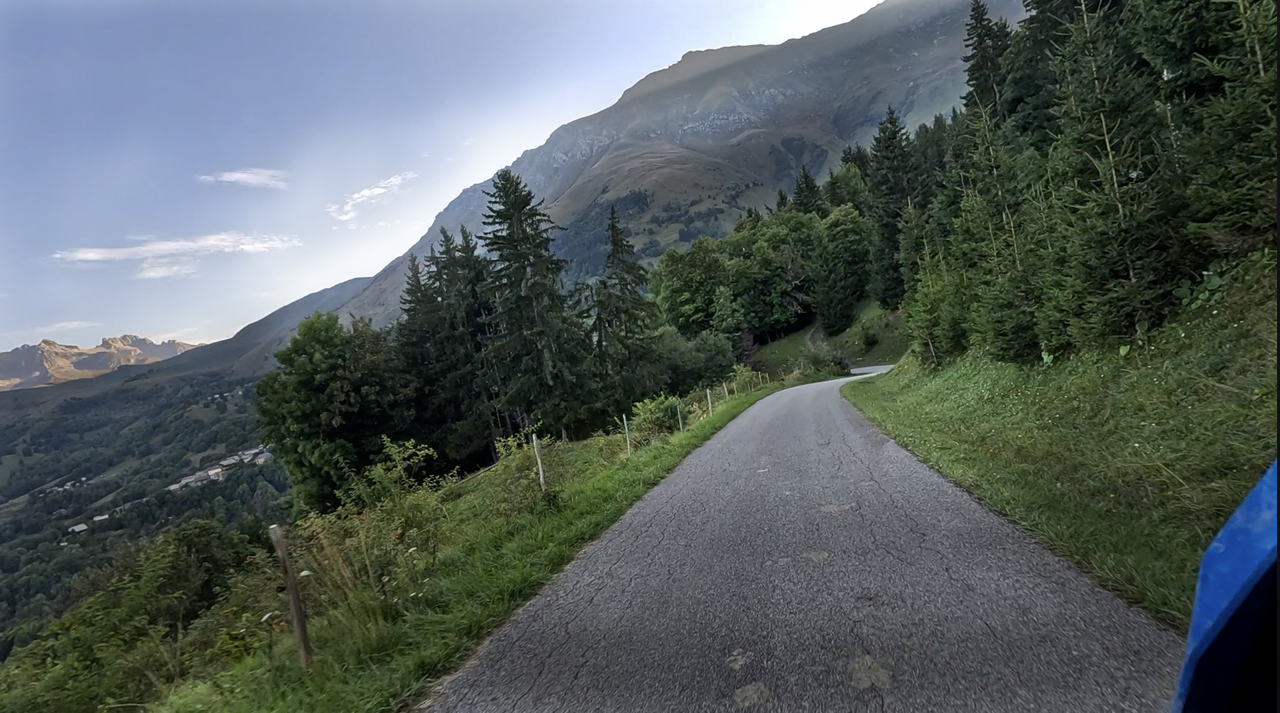 Die Nordrampe des Col du Chaussy ist dicht bewaldet und bietet verschiedene Abfahrten – entweder in einer Schleife zurück nach Pontamafrey, oder weiter Richtung Norden, zum Col de la Madeleine.
