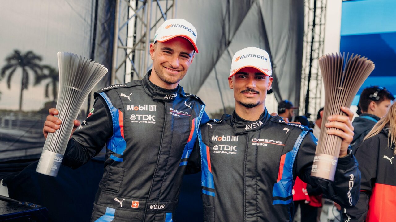 Formel E 2026 | Miami E-Prix: Müller und Wehrlein holen in Miami Doppelpodium für Porsche-Werksteam.