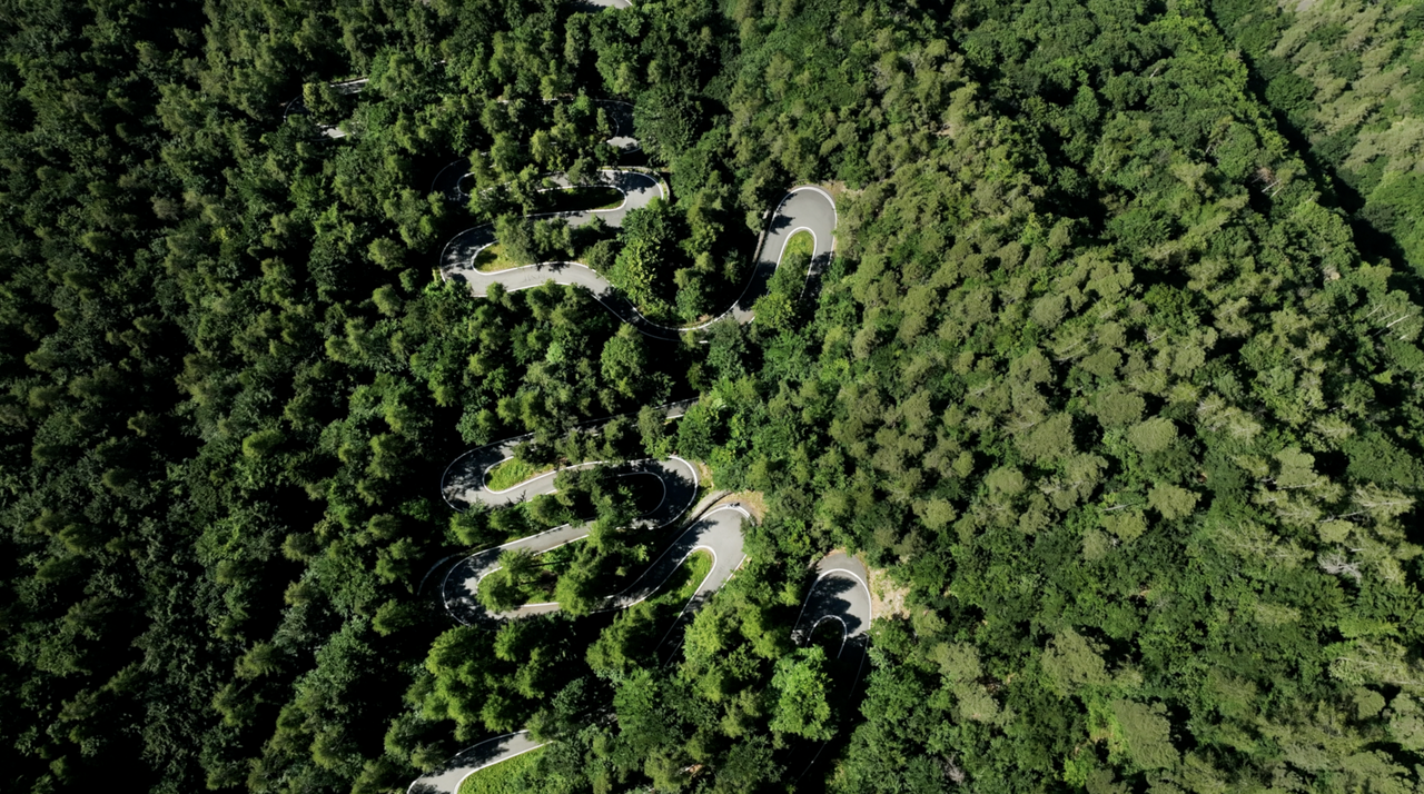 Die Ostrampe des Colle delle Finestre ist steil, schmal, kurvig und gut bewaldet.