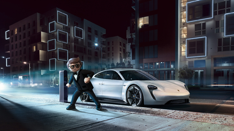 Taycan-Vorbild wird zum Agentenfahrzeug. PLAYMOBIL: DER FILM – Rex Dasher fährt den Porsche Mission E.